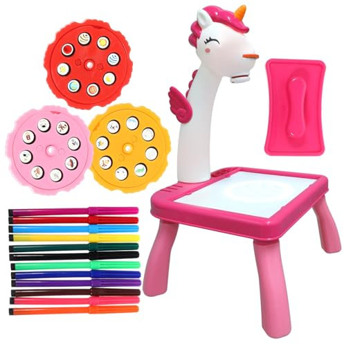 Kisangel Unicorn Projector Drawing Board for Boys and Girls Educational Toy Interactive Sketch Pad
