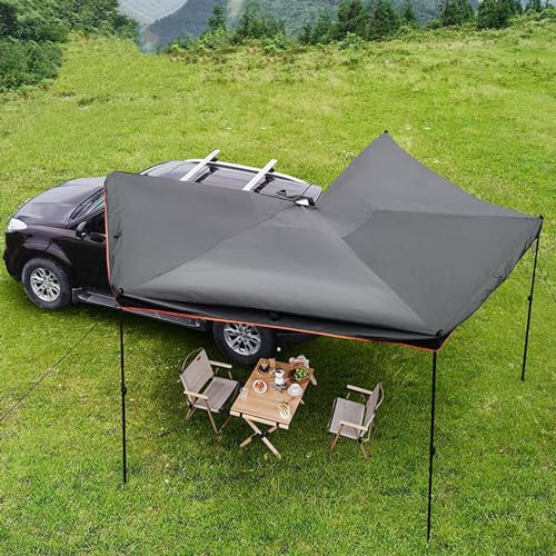 Auto Seitenzelt, 270 Grad Lüfterförmige Camping Markise, Outdoor Sonnenschutz Baldachin für SUV, passt 6-8 Personen, perfekt für Outdoor-Abenteuer