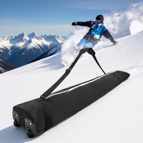Kensbro Snowboard Bag mit Rollen, wasserdichte Aufbewahrungstasche für Skiausrüstung, Länge Verstellbare Skitasche (63-79 in), Faltbare Skitasche für Board, Stiefel, Kleidung, Skiausrüstung