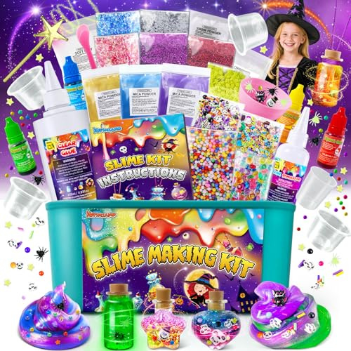 DIY Slime Kit for Girls, Galaxy Wizard Potion Slime Making Kit for Kids | with Add-ins, Glimmer Crunchy, Foam Balls, Charms, Glitters, Gift Toys for Boys Girls 6-12