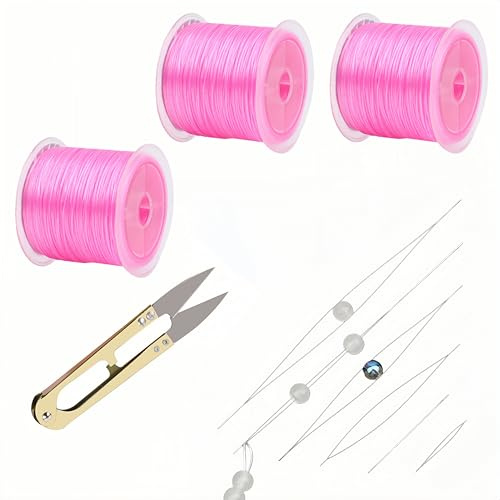 ZGZJHZ Elastisches Band für Armbänder, Gummiband & Nylonschnur für Armband Set Selber Machen, Perlenschnur & Nylonfaden für Schmuck Basteln, DIY Armbänder & Ketten Set 0,8 mm (Rosa)