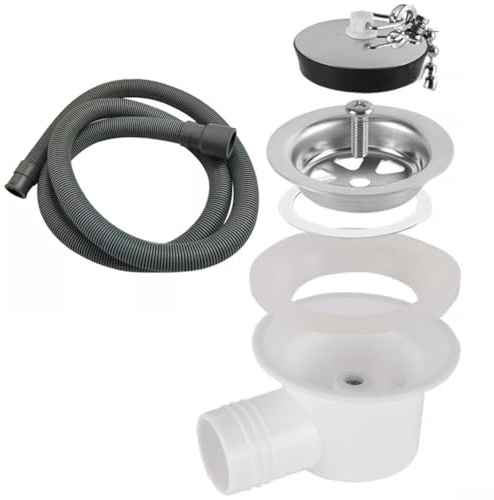 Connettore di scarico per lavello camper con tubo da 2 m, ABS ad angolo retto e adattatore a prova di perdite in acciaio inossidabile per camper, camper, roulotte, yacht o imbarcazioni idrauliche