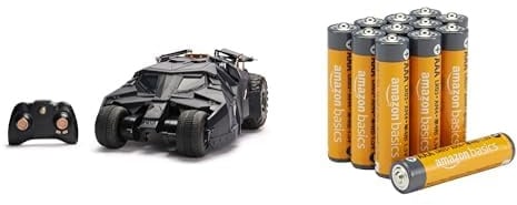 DC Batman Tumbler RC, 1:15, Dark Knight Edition, 4+ Jahre, & AAA Alkaline-Batterien Amazon Basics 12 Stück, 10 Jahre