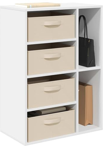 vidaXL Sideboard mit Schubladen Weiß 60 x 33,5 x 84 cm, Moderner Wohnzimmerschrank, freistehende Bücherregale, vielseitige Sideboard-Möbel, Holz-Organizer