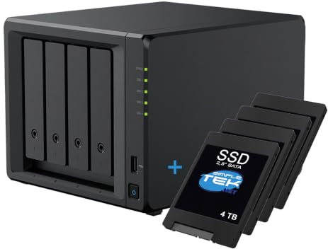 SIMPLETEK - NAS con 4 x SSD da 4TB (16TB Totali) | 4GB RAM | 2.5G LAN | Porta Ethernet RJ45 LAN