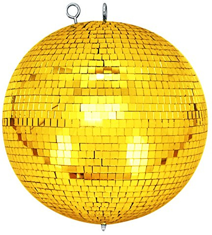 Spiegelkugel mit Sicherheitsöse 30cm gold // Discokugel - Mirrorball 30cm gold