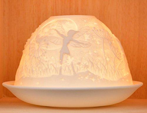 NOV8E Nordic Lights Nordic Lights Portavelas de té, juego de pantalla y plato, sala de estar, mesa de comedor, accesorios de decoración del hogar, porcelana, tamaño único, patrón blanco