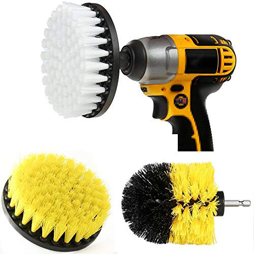 3 Piece Drill Brush Attachment Set - Soft, Medium and Yellow Round Brush Drill Brush for Cleaning by HUAWELL
