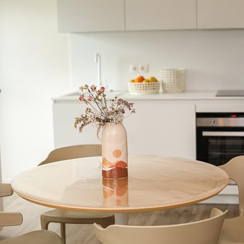 Profolio Tischfolie Rund & Transparent mit abgeschrägter V-Kante - Klare Hochglanz Tischdecke als Tischschutz - Glasklare 2mm Folie für Ihren Tisch - Durchmesser 150 cm