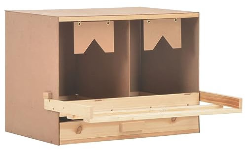 vidaXL Kiefernholz Massiv Legenest Hühnernest 2 Fächer für große Hühner Legenester Abrolllegenest Abrollnest Abroll-Legenest 63x40x45cm