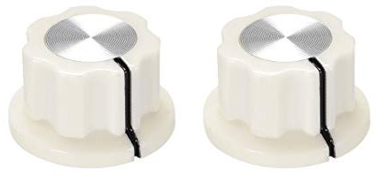 sourcing map 2pcs 6.4mm Shaft Hole Potentiometer Volume Control Rotary Knobs Effect Pedal Knobs White