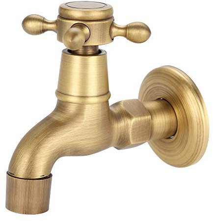 Grifos de Montaje en Pared - Grifo de Cocina Vintage - Grifo Latón Macizo - Cinta de Agua Fría Individual - Para Fregadero Cocina/Fregona Para Piscina/Lavadora/Jardín - Grifo de Agua(Corto)