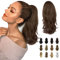 Sofeiyan 33cm Pferdeschwanzverlängerung Langer lockiger Pferdeschwanz Clip in Klaue Haarverlängerung Natürlich aussehendes synthetisches Haarteil für Frauen, Mittelkastanienbraun