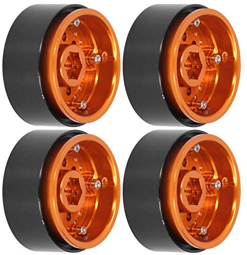 VGEBY 4 Stück RC Felgen 1,9 Zoll, Metall Beadlock Radnaben Felgensatz Simulation CNC-Passform für 1/10 RC Car Climbing Car Zubehör