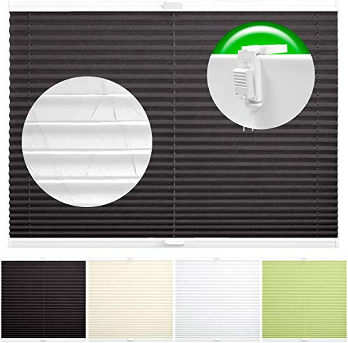 Horivert Plissee Pliseerollo mit Klemmträger Ohne Bohren Crush Stoff Fensterrollo Klemmfix Faltrollo Jalousie Sonnenschutz Blickdicht 100x230 cm