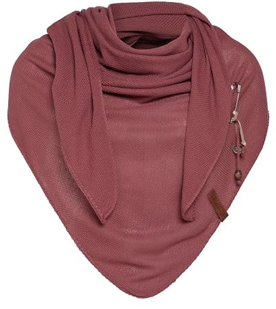 KNIT FACTORY - Lola Dreieckstuch - Fein Gestrickter Damen Schal - Tuch Schal - Für Frühling und Sommer - Baumwollmix - Stone Red - 190x85 cm