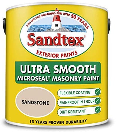 Sandtex Masonry Paint 2.5L Ultra Smooth Quality Waterproof exterior Paint Colour Sandstone