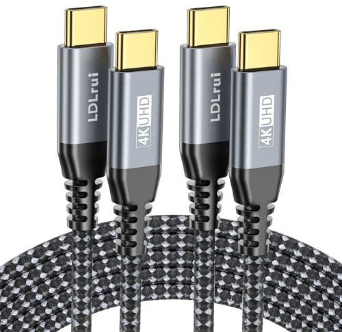 USB C to C 3.2 Gen 2×2 Cable 100W/20Gbps [1.8M 2Pack] 4K Video Output Fast Charge Compatible with Thunderbolt 3/4 for iPhone 15 Pro MacBook iPad Galaxy S23 Pixel Dell LG Type C Display Monitor etc.