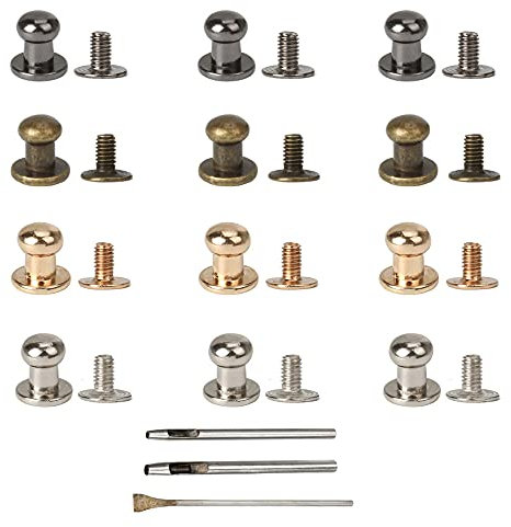 Pamtns 80 Stück Knopfnieten Massive Nieten Rivet Button Rundkopf Nagel Rivet Button Knöpfe Knopfschraube Stud Button Nieten Bolzen Pilzkopfniete Doppelkappe Nieten Knopfniete