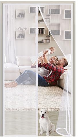 Zanzariera Magnetica - Magnetica Anti-Zanzare Porte 100 x 260 cm Chiusura Automatica Adsorbimento Magnetico Rete - per Camera da Letto/Soggiorno/Balcone - Bianco