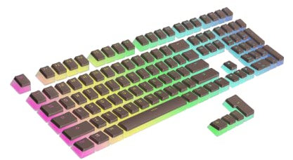 Ranked Pudding PBT-Tastenkappen | 112 Double Shot Transluzent ANSI US- und ISO-Layout | OEM-Profil für mechanische RGB-Gaming-Tastatur (Coffee Quartz)