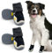 Hundeschuhe, 4 Stück Atmungsaktive Stiefel für Hunde mit reflektierenden Riemen, Mikrofaser Leder Gummi Rhombische Sohle Hundepfotenschutz (8#)