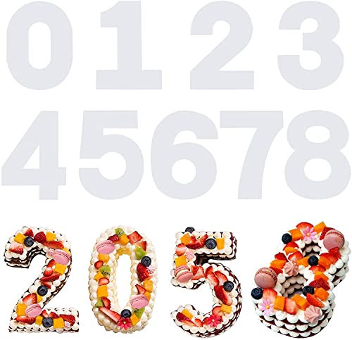 WERTYT - Set di 9 stampi per torte con numeri, numeri grandi, per compleanno, matrimonio, anniversario, decorazione per torte (25,4 cm)