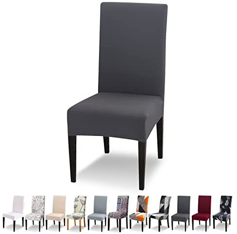 Lydevo Stuhlhussen 6er Set Stretch Moderne Stuhlhussen für Esszimmerstühle Stuhlhussen für Schwingstühle Universal Waschbarer Abnehmbarer Stuhlbezug für Esszimmer Hotel Bankett Küche,Dunkelgrau