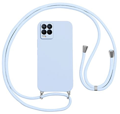 Vauki Funda con Cuerda para Realme 8/8 Pro 4G (6.4 ), Carcasa Silicona AntiChoque con Correa, Case con Ajustable Colgante Collar Cordón Suave Premium Cuello para Realme 8 Pro 4G Móvil Teléfono, Azul