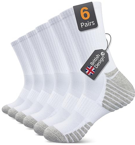 Alaplus Sneaker Socken Unisex, Weiße Sneaker Crew Socks Damen 39-42, Sportsocken Gepolstert Trekkingsocken Baumwolle Atmungsaktiv Laufsocken Tennisocken