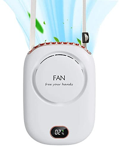 VORAE Portable Neck Fan Rechargeable with 2000mAh Battery & 3 Speeds, Mini Neck Fan Bladeless USB Fan for Mens Womens, Wearable Neckband Fan Suitable for Home/Office/Sport/Outdoor (White)