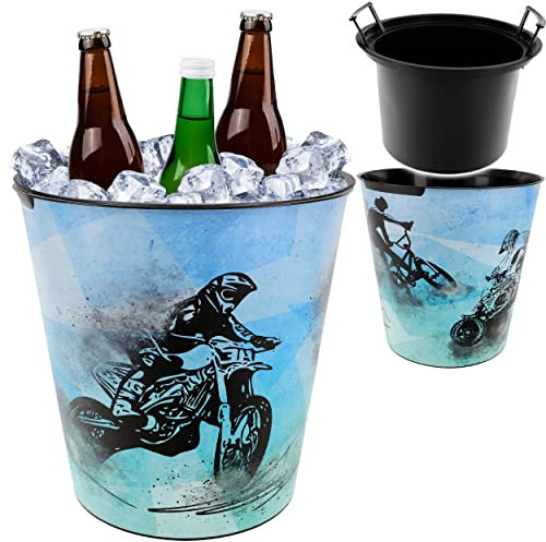 alles-meine.de GmbH universal Eimer/z.B. Getränkekühler & Blumentopf Quad & Fahrrad & Motorrad 10 Liter & extra Einsatz - wasserdicht - aus Kunststoff - Ø 28 cm - Papierkor..