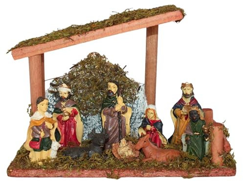 Belén Navidad Completo Con 9 Figuras 20x15cm - Portal o Pesebre Incluido - Figuritas Para Completar Tu Belén
