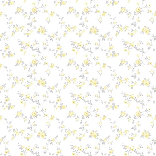 G56650 - Small Prints Delicate Floral Yellow, Grey Galerie Wallpaper