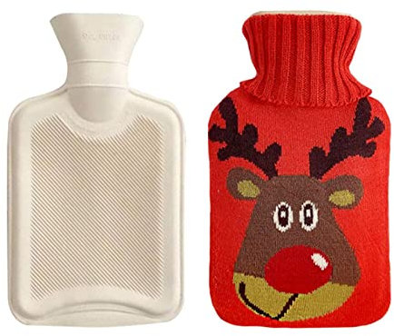 WäRmflasche Mit Bezug Wassereinspritzung WäRmflasche Zur Schmerzlinderung Rotes Rentier Langlebig