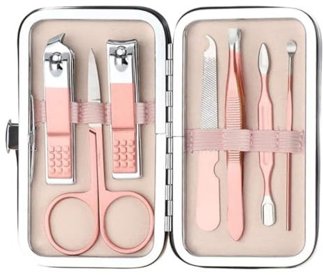 aRKé Manicure Set Nail Clippers Cutter Tweezers Eyebrow Scissors Professional Rose Gold Stainless Steel Manicure and Pedicure Tools Travel Size Nail Grooming Kit with Case for Women