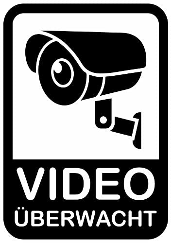 Videoüberwachung - Aufkleber - Sticker Einbruchschutz Kameraüberwachung Warnschild - Hinweisschild selbstklebend Premium Qualität - 8x 7x5 cm - VD25