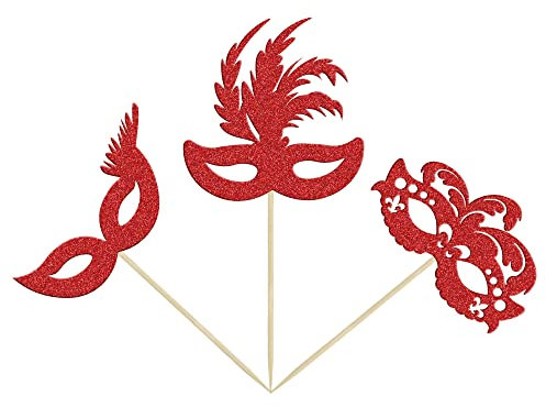 Gyufise Cupcake-Aufsätze, glitzernd, für Junggesellinnenabschiede, Cupcake-Topper, Maske, Kuchenspieße, Dekorationen für Maskerade, Karneval, Party, Babyparty, Geburtstag, Partyzubehör, 24 Stück