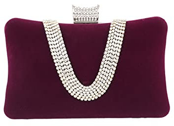 CORIOS Damen Abendtasche Samt Clutch Bag Glitter Strass Handtasche Kette Tasche Shining Portemonnaie Elegante Umhängetasche Glänzend Schultertasche für Cocktail Party Abendparty Tanzparty Lila