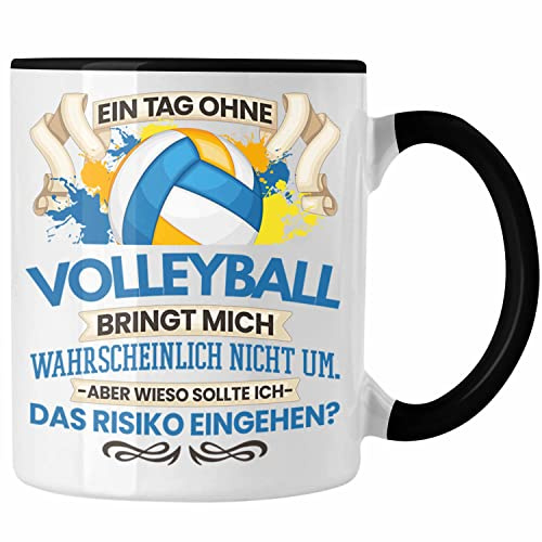 Trendation - Volleyball Tasse Geschenk für Volleyball-Trainer Spieler Coach Lustiger Spruch Geschenkidee (Schwarz)