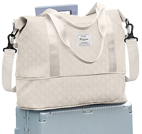 Reisetasche Damen Sporttasche 40x20x25 Ryanair Handgepäck Tasche Weekender Bag Schwimmtasche Wasserdicht Travel Bag Duffle Bag Fitnesstasche Trainingstasche Frauen für Reise Gym,B5-Beige