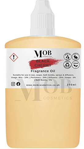 Black Cherry Luxury and Designer Fragrance Oil | Highly Concentrated | Perfect for Candles, Soaps, Bath Bombs, Diffusers, Wax Melts | UK Made | Vegan (Black Cherry, 100ml (Pack of 1))