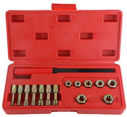 MRCARTOOL Restaurador de Roscas Métricas Kit de Reparación de Roscas Métricas Universal Juego de Herramientas para Reparar con Matrices, Machos y Limas de Roscar