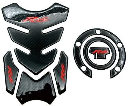 POLOUK Motorrad Neue Kohlefaser Brennstoff Gaskappe Abdeckung Tank Protector Pads Aufkleber 3D Logo Racing Abziehbilder Für Yamah-a YZF-R6 (Color : Tank Kit Sticker B)