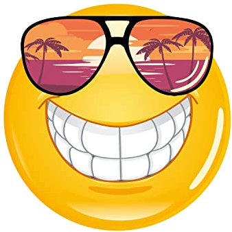 Smile Aufkleber mit Sonnenbrille 15 cm UV-Schutzlaminiert Witterungsbeständig Auto Motorrad Wohnmobil Selbstklebend Sommer Frühling - Kfz749