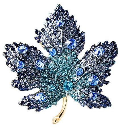 MITAR Strass Blau Ahorn Brosche Dame Hochzeit Pin Schmuck