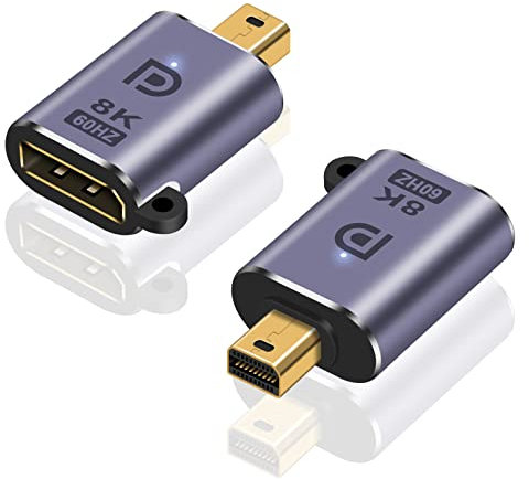 Maxhood Mini Displayport to Displayport Adapter 8K, Mini DP to DP Adapter, 8K@60hz Mini Displayport Male to Displayport Female Adapter Support Displayport 1.4 for MacBook, Surface Pro, 2Pack