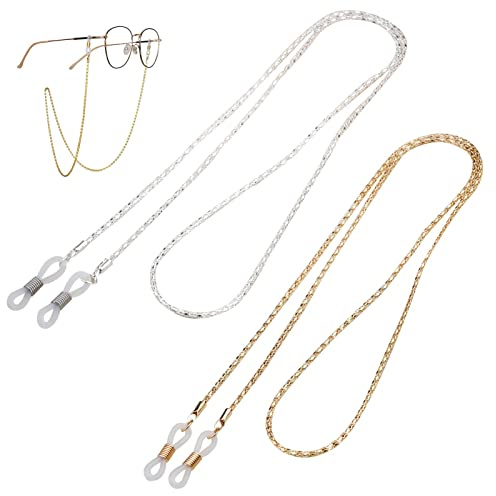 SOWBUD Eyeglass Chain 2 PCS Fashion Sunglasses Chain, Glasses Round Neck for Women Men, Anti-lost String for Glasses Retainer Sunglasses Strap Holder Lanyard Mask Chain Necklace