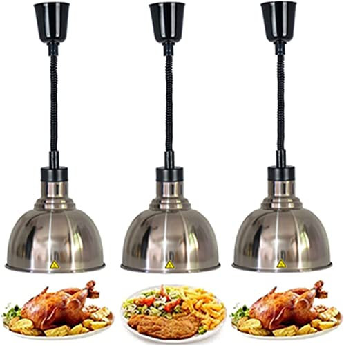 Lebensmittel-Wärmelampe, 220 V, Lebensmittel-Wärmelampe, wärmerer Lampenschlauch, einziehbar, hohe Leistung for gewerbliche Hotelküchengeräte, Restaurantbedarf (Color : Steel Color)