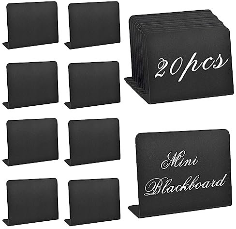 20 Stück Mini Kreidetafel Set, 75x100 mm L-Form Mini Kreidetafeln zum Beschriften, Kreidetafel Mini Tischplatte Schilder für Buffet, Preisschilder, Mini Tafeln Kunststoff für Hochzeit, Party
